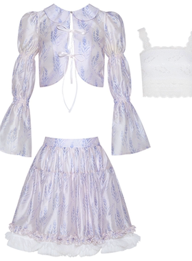 Miss Siani 2023SS紫色印花藕节袖套装