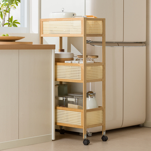 厨房夹缝置物架落地多层冰箱侧收纳架餐桌边小推车卫生间窄缝隙柜