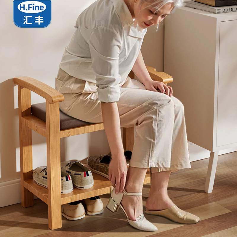 实木换鞋凳家用门口免安装