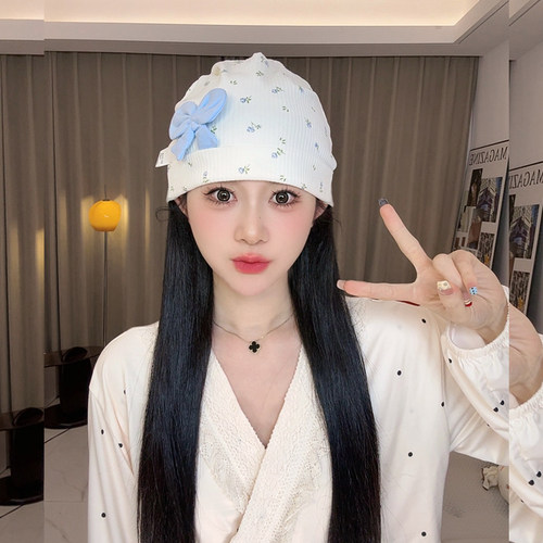 春夏薄款纯棉月子帽发带田园清新