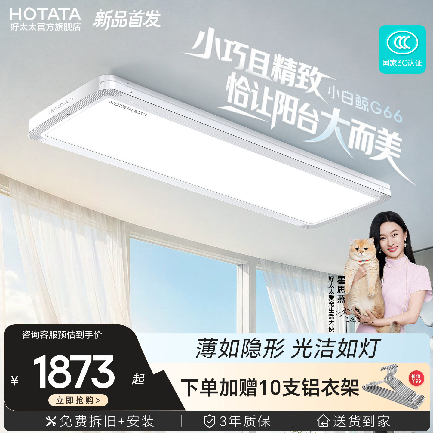 【新品】好太太电动晾衣架阳台家用室内多功能新款智能升降晾衣机图片
