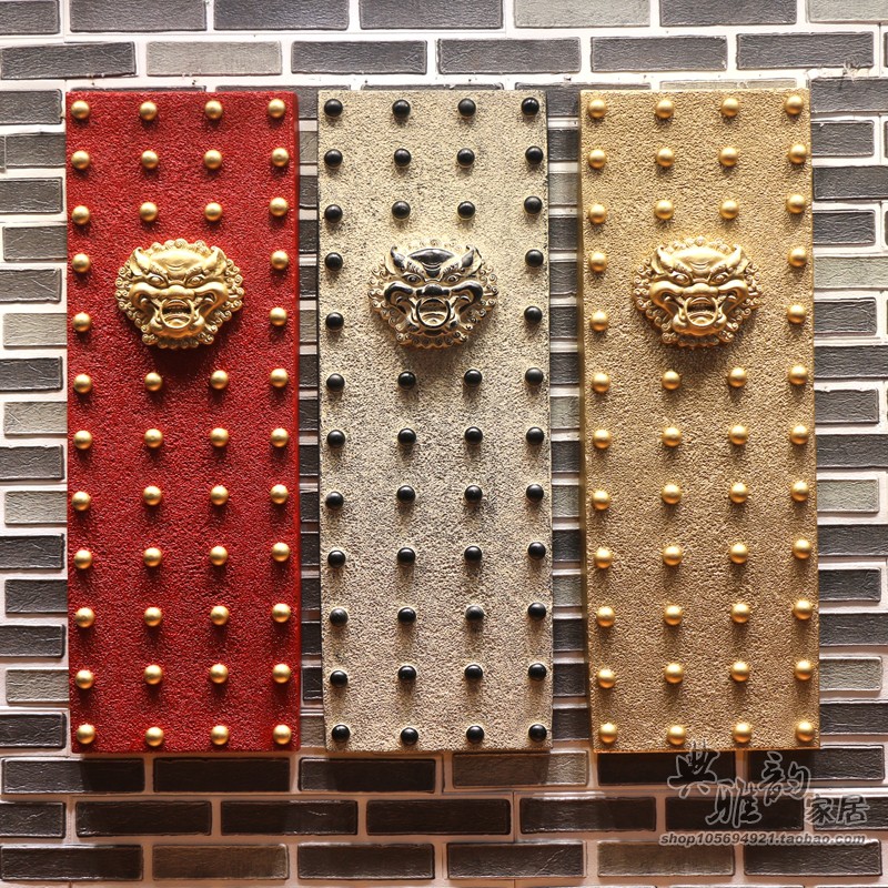 中式树脂龙头城门壁饰家居软装墙面装饰室外花园外墙背景墙无框画