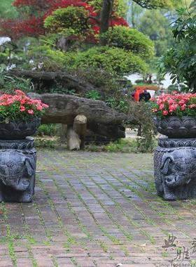 水泥合成新中式庭院户外盆景