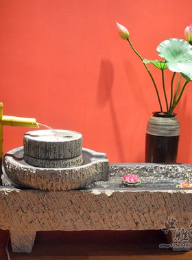 中式风景观会所客栈喷泉假山流水