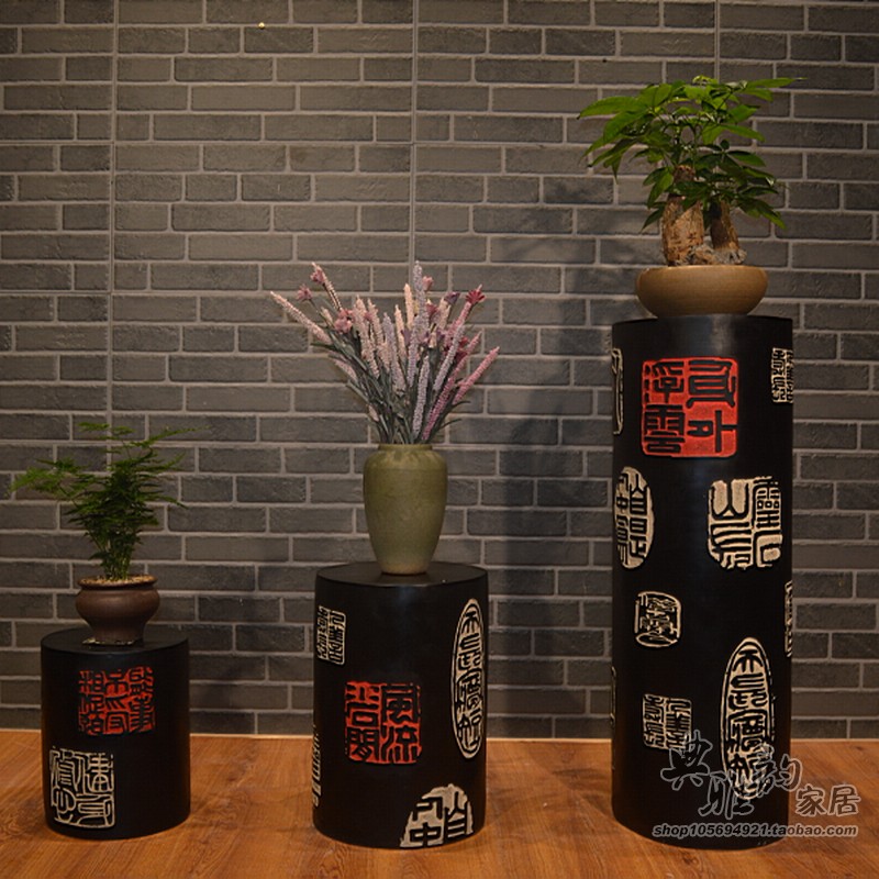 新中式风仿古典树脂工艺品矮凳子