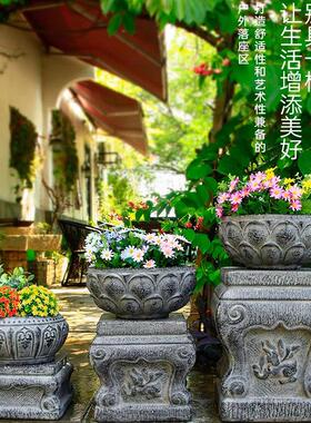 中式仿复古户外庭院民宿客栈底座家居装饰方墩摆件设摆饰花盘花盆