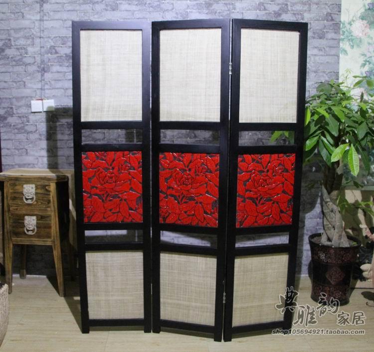 中式古典创意家饰摆设酒楼会所休闲茶吧隔断折屏 屏风-花影（白）