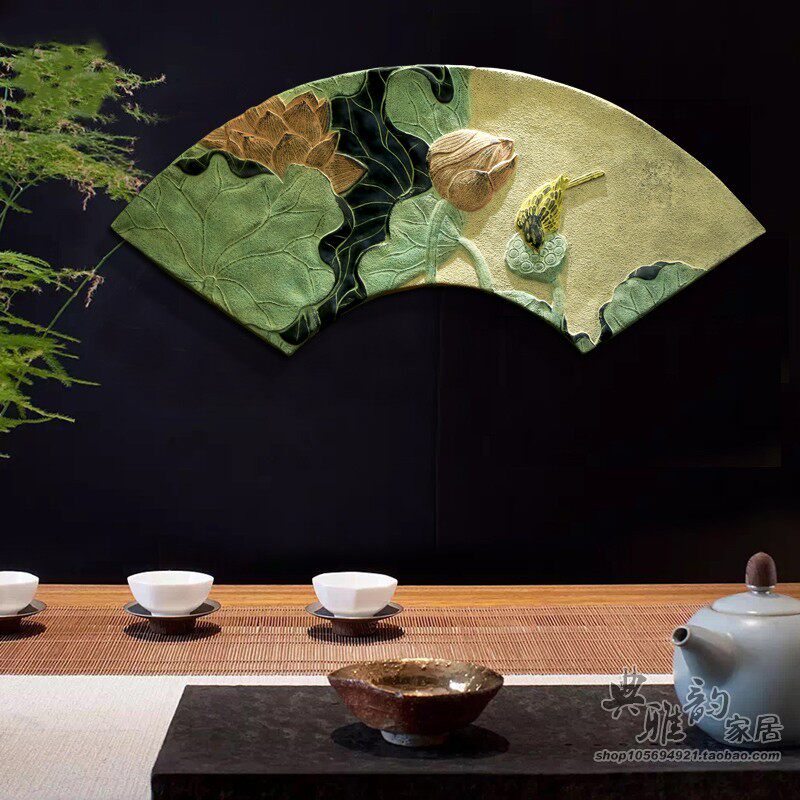茶庄会所新中式壁饰壁画立体浮雕