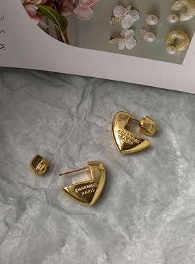 欧美轻奢金属几何爱心耳环女铜镀18k耳钉高级感设计博主同款