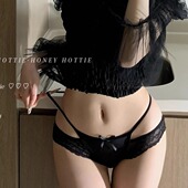 高开叉无痕透气网纱女生三角裤 2025新款 性感纯欲缎面蕾丝女士内裤