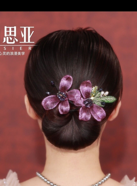 重工铜丝扭扭夹手工编织双蝴蝶花苞头盘发杆懒人盘发器发夹