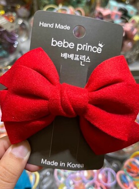 韩国原装进口bebe prince女童甜美可爱蝴蝶结发卡 大号鸭嘴夹发饰