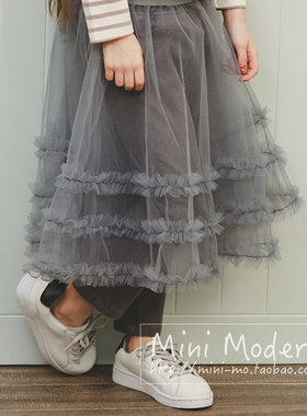 韩国原装进口Bene Bene春秋女童可爱透明蓬蓬半身纱裙 松紧腰长裤