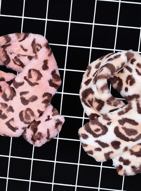 韩国进口bebe prince男女童冬款可爱保暖毛毛豹纹纯色围脖 围巾