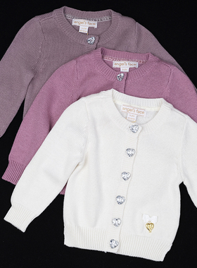 英国原装进口Angels Face秋冬款女童加厚针织长袖开衫 珊瑚绒毛衣