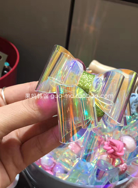 韩国原装进口女童可爱镭射点点蝴蝶结球球头绳皮筋发圈头饰2根装