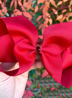 英国原装进口可爱甜美手工制女童宝宝大号光面金边蝴蝶结发卡头饰