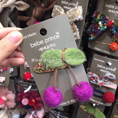 韩国进口女童樱桃BB夹兔子发卡