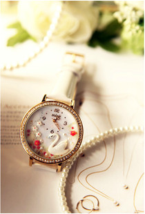 韩国MINI正品 手作软陶手表 水钻表 天鹅湖可爱