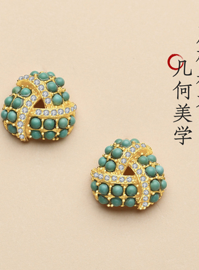 天然原矿绿松石耳饰女925银高磁复古小香风高级感精致天空蓝耳钉