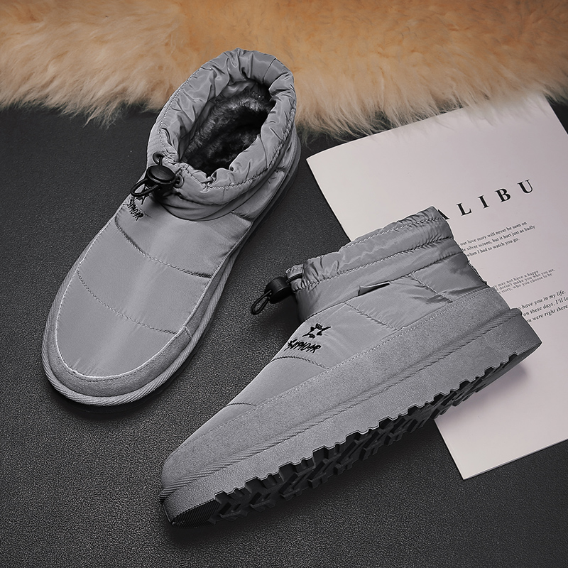 华强回力男鞋保暖皮毛一体棉靴