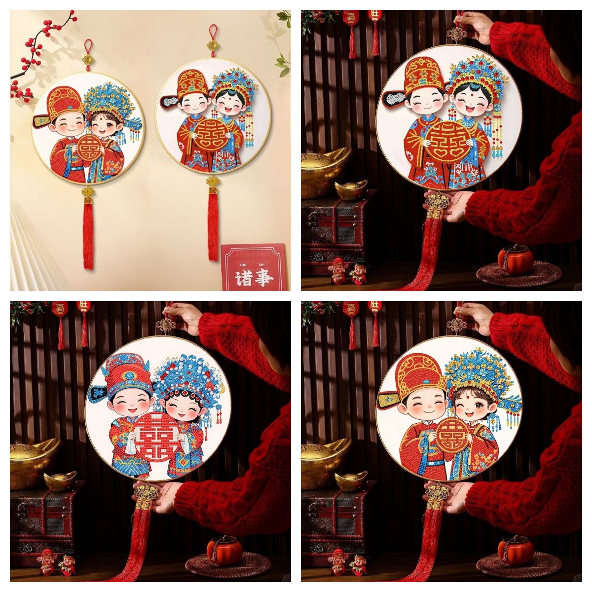 钻石画十字绣中式婚礼喜结良缘百年好合新款小件带框挂件点钻石绣,居家布艺,钻石绣,淘宝优惠券,粉丝福利购,淘宝优惠卷