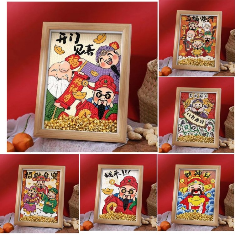 钻石画十字绣财神到钱来招财进宝八方来财新款带框桌台摆画钻石绣,居家布艺,钻石绣,淘宝优惠券,粉丝福利购,淘宝优惠卷