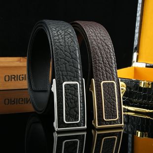 腰带 头层牛皮自动扣商务年轻裤 一件代发 皮带男士 非洲狂野牛皮纹