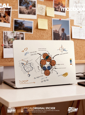 适用新款苹果笔记本贴纸可爱macbookairPro13寸15机身保护贴膜