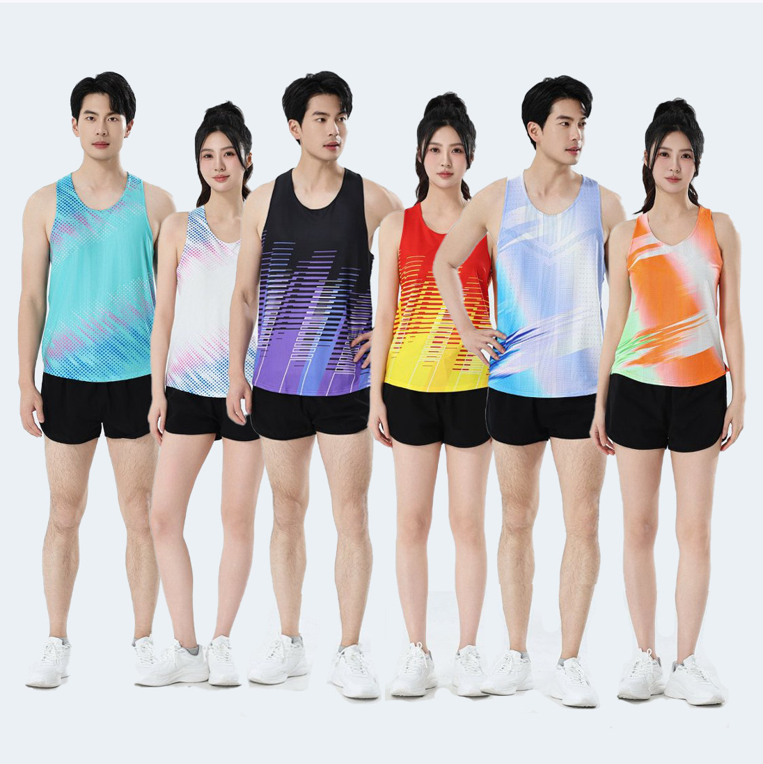 男女体育生田径训练服比赛背心图片