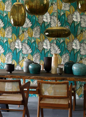 Casamance Sabal法国原装进口墙纸 现代轻奢森林树叶图案卧室壁纸