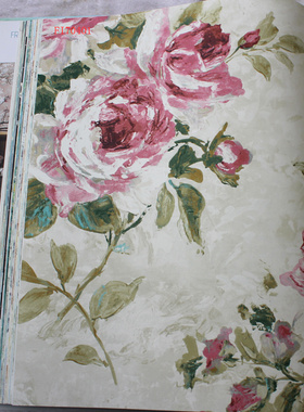 美国进口做旧花卉玫瑰图案背景墙壁纸FI70401 70402 70405 70408