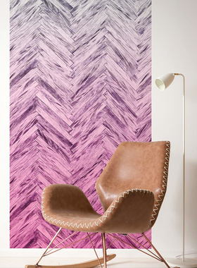 德国进口无纺布工艺风格壁画鱼骨拼花与人字形薄荷粉红色纯粹背景