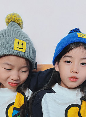 theMADHATcher「天地無用」套头帽笑脸儿童冬笑脸保暖毛球亲子