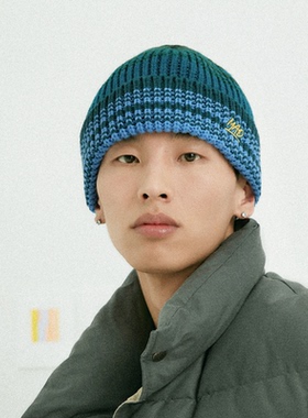 theMADHATcher「mini logo」渐变条纹粗针厚线帽男女同款毛线冷帽