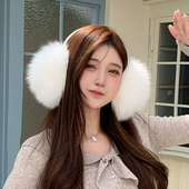 新品 大姐姐狐狸毛耳罩双面毛女内里獭兔毛耳捂保暖耳套耳暖耳包冬