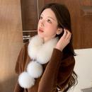 新款 温暖皮草围巾可爱毛球保暖真毛 狐狸毛双面雪球围脖女百搭冬季