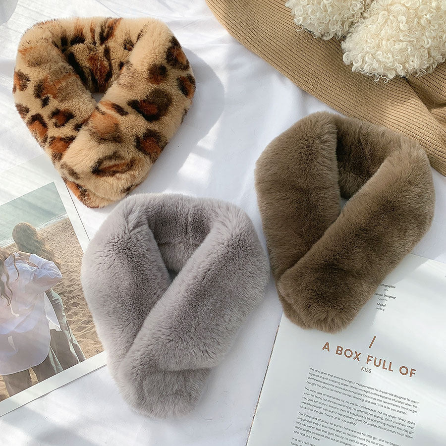 双面保暖韩版真兔毛皮草小围脖