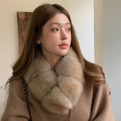 真狐狸毛反面獭兔毛皮草围巾显瘦双面整皮毛毛围脖冬季 保暖真毛领