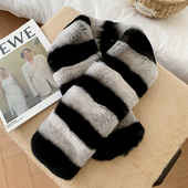 双面加厚獭兔毛仿龙猫青紫蓝色防寒高档兔毛皮草围巾保暖围脖冬女