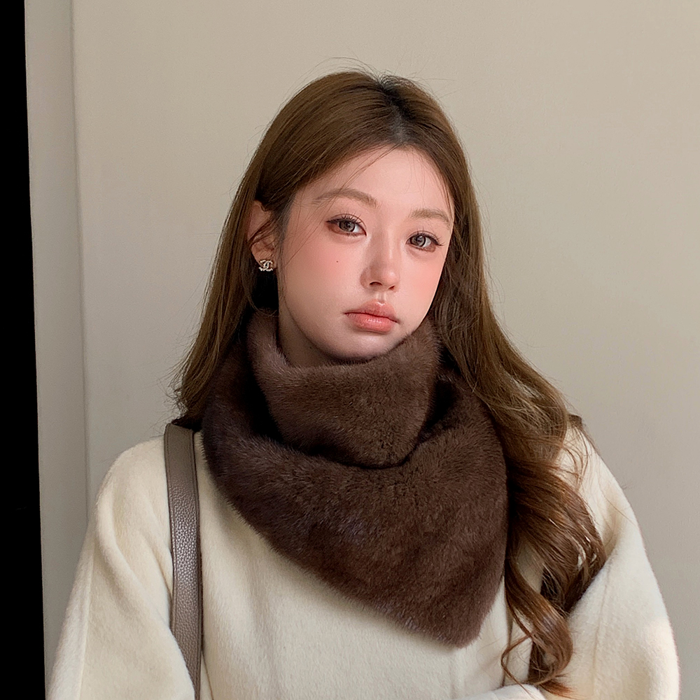 新款进口水貂毛三角围巾女保暖气质百搭皮草貂皮磁扣围脖毛领秋冬