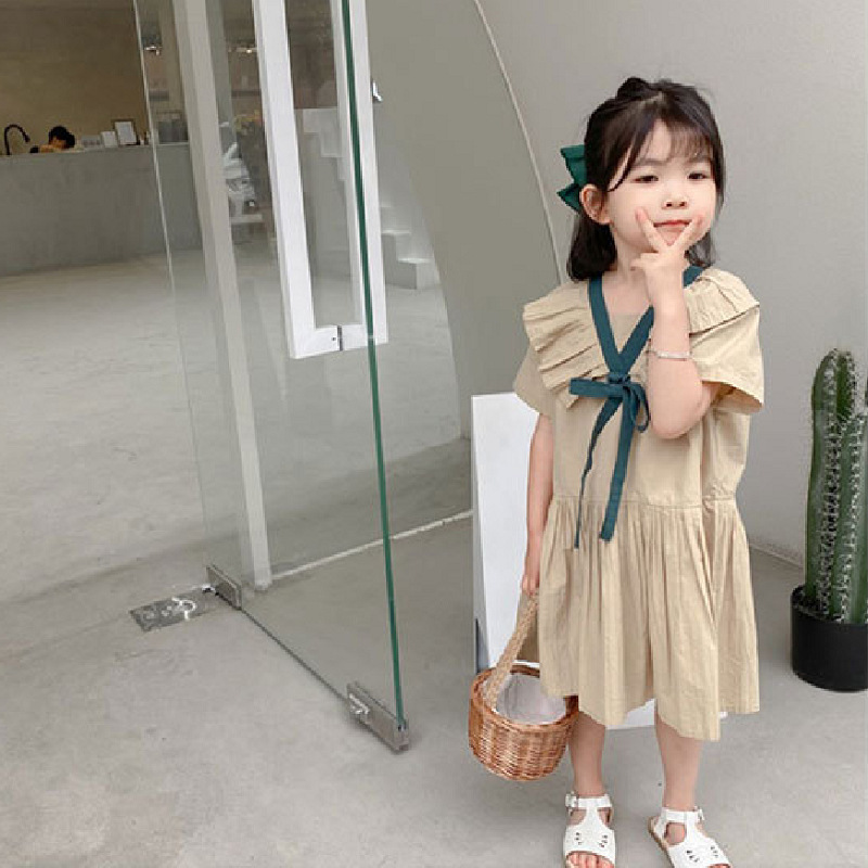 女童裙子韩国百褶娃娃卡其学院