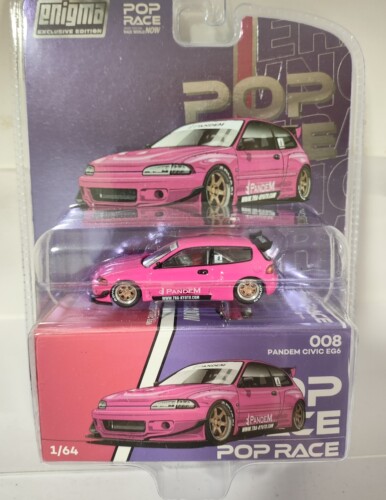 POPRACE 1:64 思域civic EG6 火箭兔Pandem 合金车模型电镀蓝色
