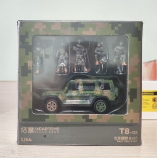 拓意1:64北京吉普越野BJ80合金车模迷彩人偶汽车模型仿真红旗国悦