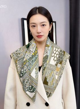 波斯地毯方巾65丝毛秋冬轻奢女