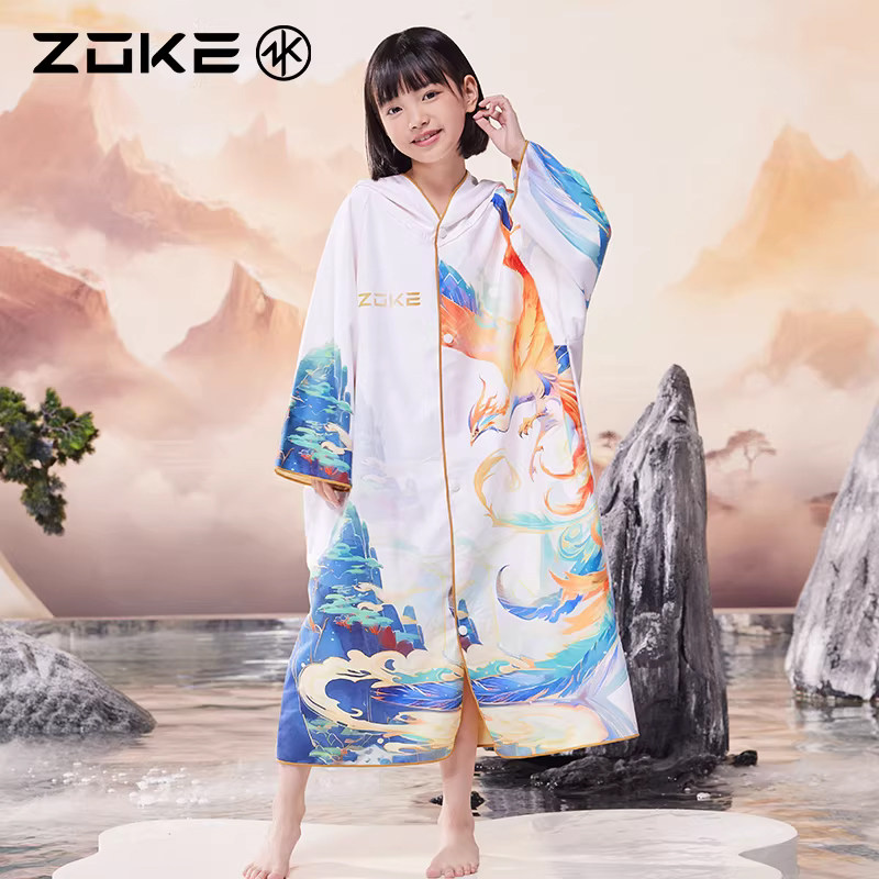 洲克浴巾儿童吸水速干游泳专用洗澡大号开衫浴袍防晒保暖女孩斗篷