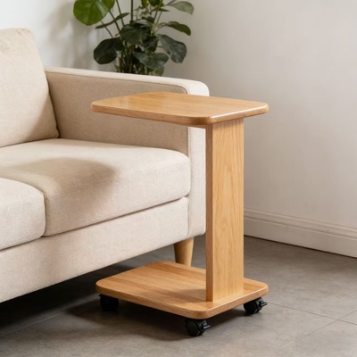简约全实木带滚轮边几小茶桌