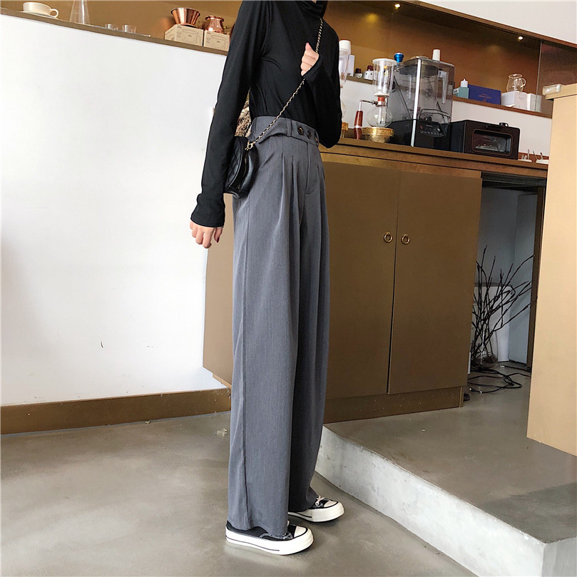 New high waisted suit women's loose and versatile straight casual pants