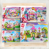 启蒙积木女孩香颂烘焙坊冰雪城堡房子益智拼图公主儿童拼装 玩具