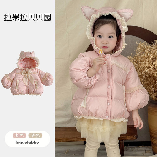女童秋冬装羽绒服儿童连帽轻薄白鸭绒外套冬季女宝宝外出保暖上衣